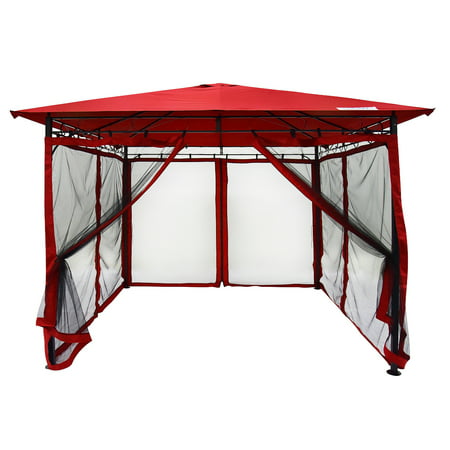Quictent 10x10 Gazebo Canopy with Mosquito Netting Screened Garden Gazebo Canopy Soft top for Deck, Patio and Backyard Waterproof (Red)